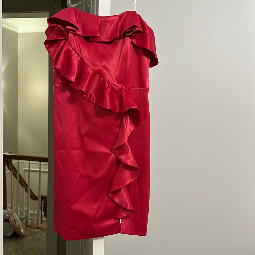 Pink Do+Be pink strapless ruffle mini dress. New with tags.